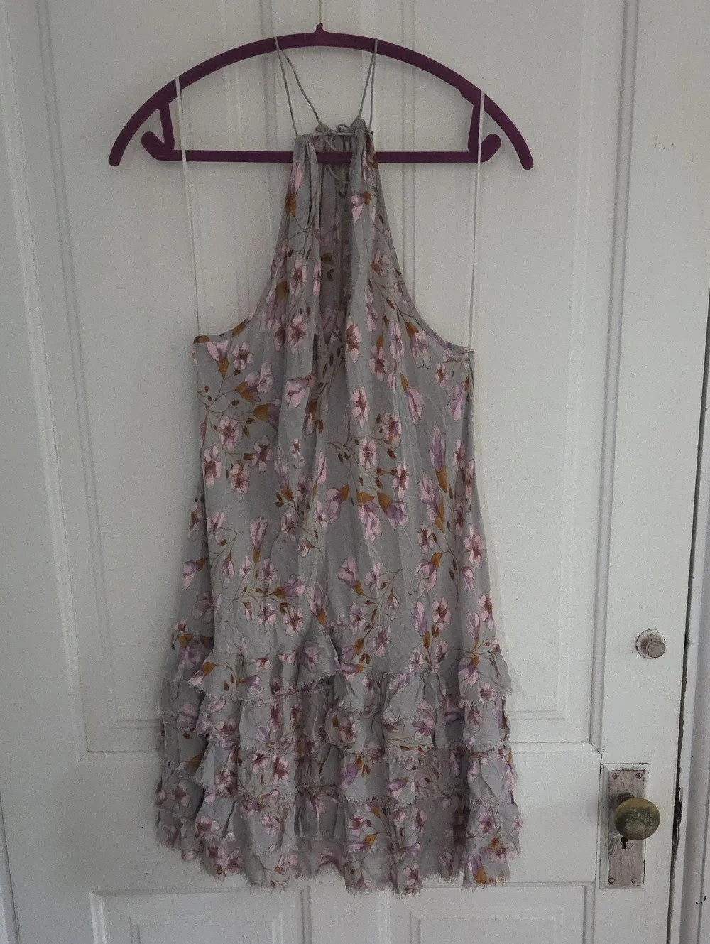 Free People Floral Ruffled Sea Foam Dress